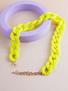 1入組前衛鏈條樣式項鍊適合女士適合派對裝飾用品 - 黃色 - 查看 2