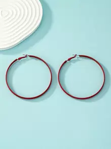 1 Đôi Bông Tai Vòng Sắt Tối Giản Thời Trang Trang Trí Hàng Ngày Cho Nữ - Đỏ - Xem 3