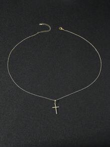 1入組嘻哈十字吊墜項鍊男式女式日常裝飾，打造時尚外觀 - 金黃色 - 查看 3