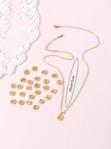 1 collar de abalorio redondo con detalle de letra minimalista para mujer para decoración diaria de viaje, joyería de acero inoxidable