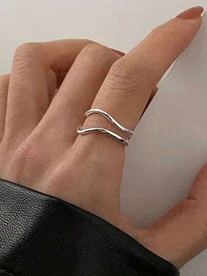 1pc Fashionable Copper Minimalist Cuff Ring For Women For Friend's Gift