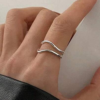 1入組時尚銅極簡開口戒指適合女士適用於朋友禮品