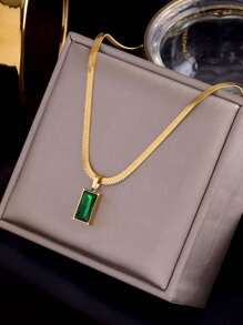 1 Quyến Rũ Thép Không Gỉ Đính Đá Cubic Zirconia Vòng Cổ Cho Nữ Trang Trí Hàng Ngày - Vàng - Xem 1