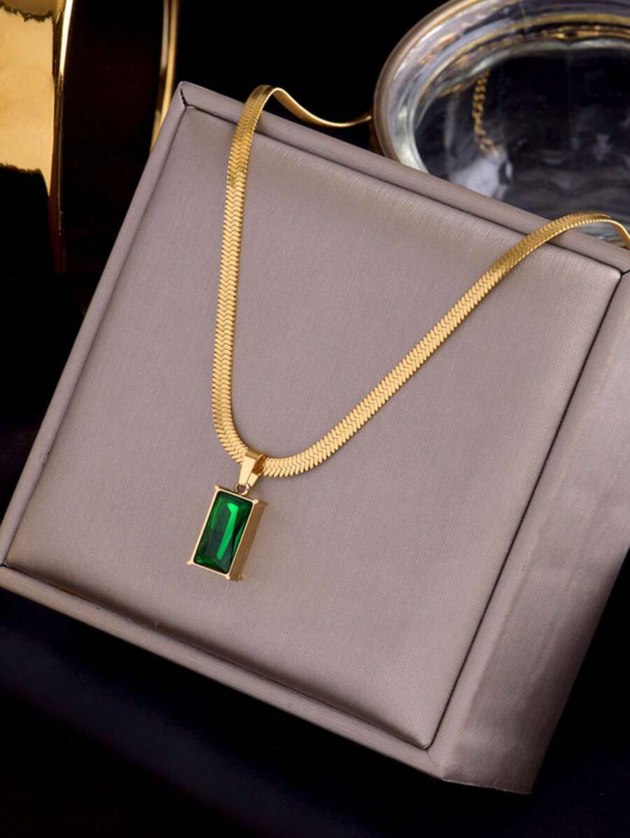 1 Quyến Rũ Thép Không Gỉ Đính Đá Cubic Zirconia Vòng Cổ Cho Nữ Trang Trí Hàng Ngày - Vàng - Xem 1