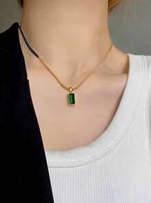 1 Quyến Rũ Thép Không Gỉ Đính Đá Cubic Zirconia Vòng Cổ Cho Nữ Trang Trí Hàng Ngày - Vàng - Xem 5
