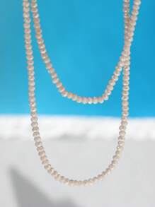 1 vòng cổ đính cườm thời trang cho phụ nữ để trang trí hàng ngày - Màu be - Xem 1