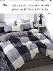 Plaid Pattern Duvet Cover Set Without Filler, Modern Bedding For Bedroom - Multicolor - View 2