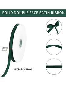 1roll Plain Gift Wrap Ribbon, Modern PVC Green Filament Ribbon For Party - Dark Green - View 2