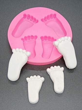 1入組設計嬰兒腳矽膠模具，肥皂粘土巧克力糖工藝烘焙工具DIY蛋糕矽膠模具適合嬰兒送禮會生日派對蛋糕裝飾