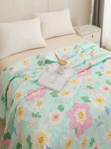 1pc Floral Embossed Bedspread, Modern Fabric Quilt For Home - White - View 4