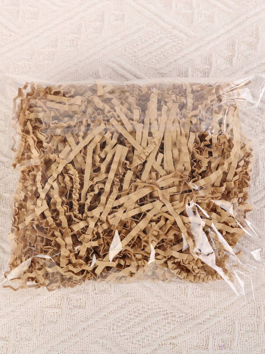 1包皱纹礼品包装纸，现代皱纹切碎纸，适合派对使用 - 卡其色 - 查看 1