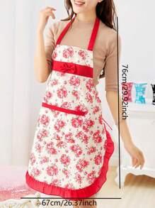 1 tạp dề in hoa - Đỏ - Xem 2