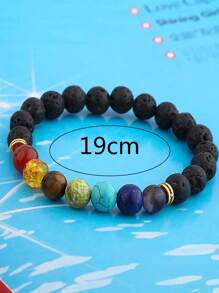 KWHY 1pc Lava Rock Chakra Bracelet 7 Chakra 8mm Natural Stone Healing Bracelet Stress Relief Yoga Beads Anxiety Bracelet Aromatherapy Essential Oil Diffuser Bracelet Bangle