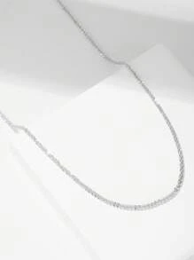 SYMFNY 1 vòng cổ dây chuyền nữ đơn giản bằng bạc quyến rũ để trang trí hàng ngày - Bạc - Xem 2