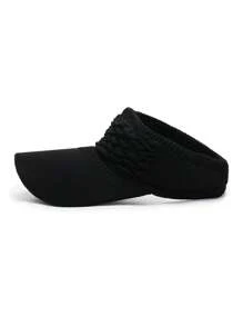 1pc Women Solid Casual Visor Hat For Outdoor - Black - View 5