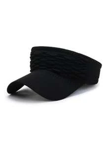1pc Women Solid Casual Visor Hat For Outdoor - Black - View 6
