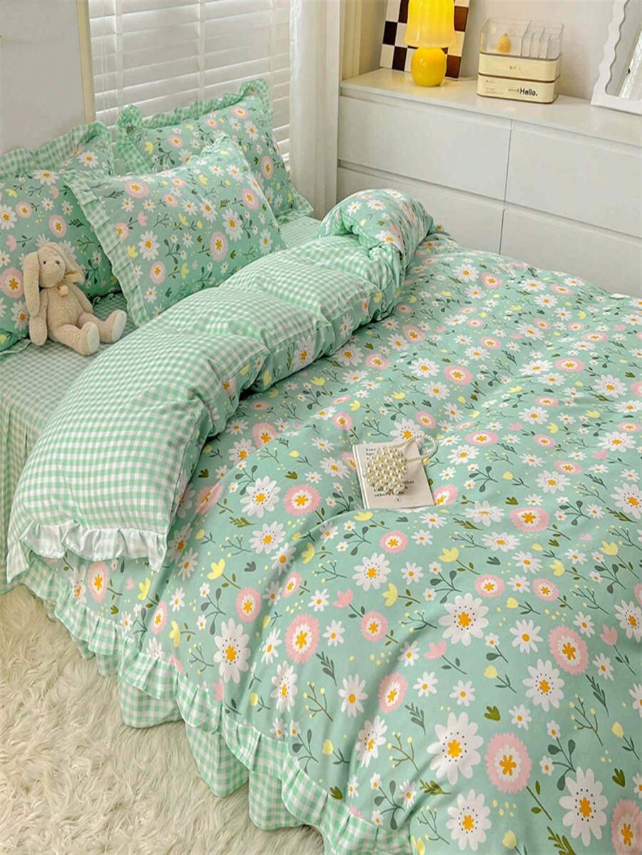 1入組無填充物花卉圖案被套四季現代滌綸被套 - 彩色 - 查看 1