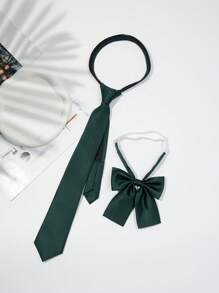 cà vạt thường ngày cho nữ & 1 cà vạt thắt nơ cho cuộc sống hàng ngày - Màu xanh lá cây đậm - Xem 1