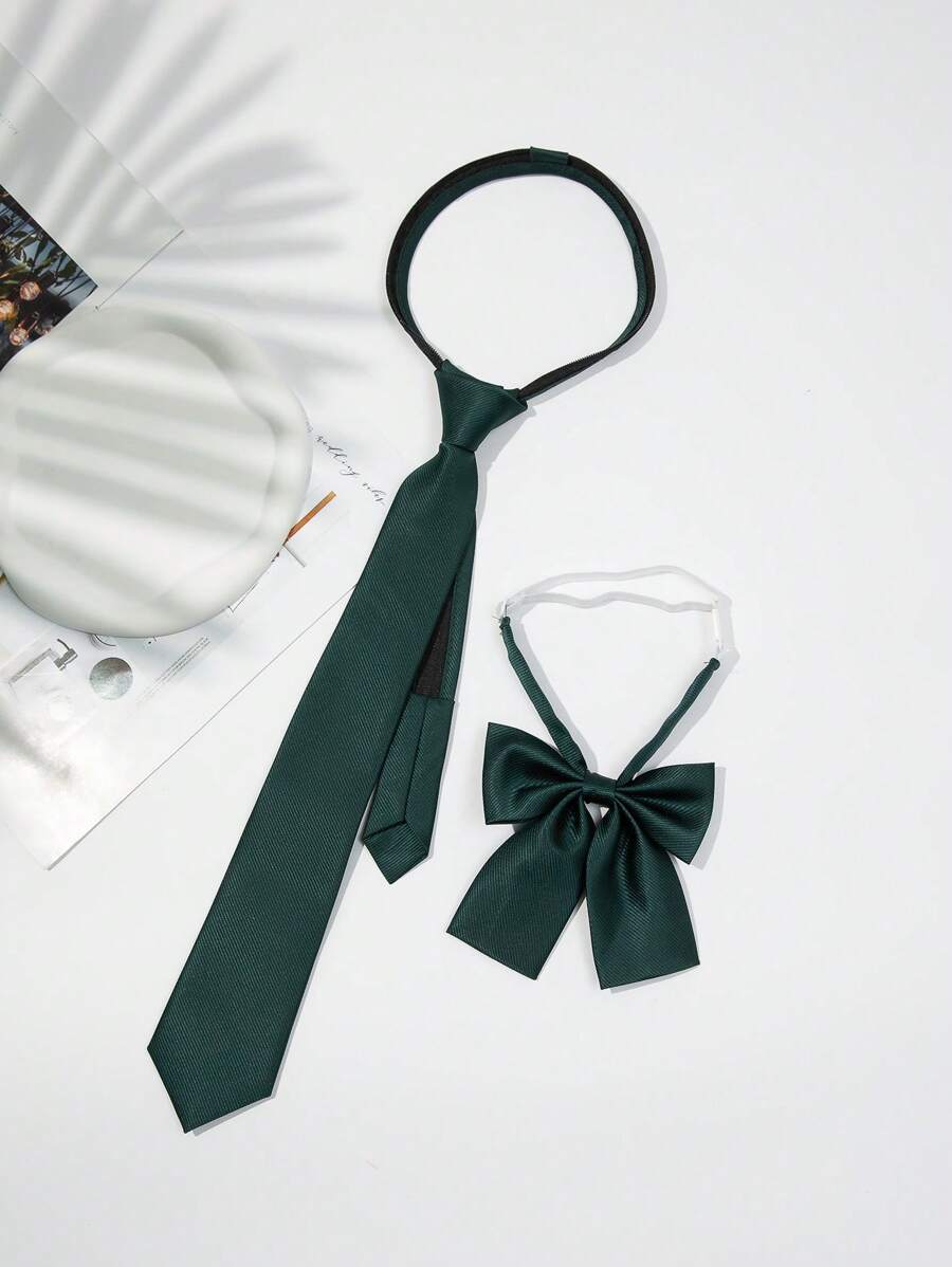 cà vạt thường ngày cho nữ & 1 cà vạt thắt nơ cho cuộc sống hàng ngày - Màu xanh lá cây đậm - Xem 1