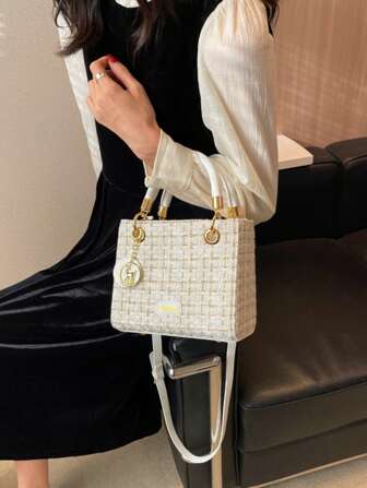 Women Handbag, Luxury Shoulder Bag, White Crossbody Bag, Large Capacity
