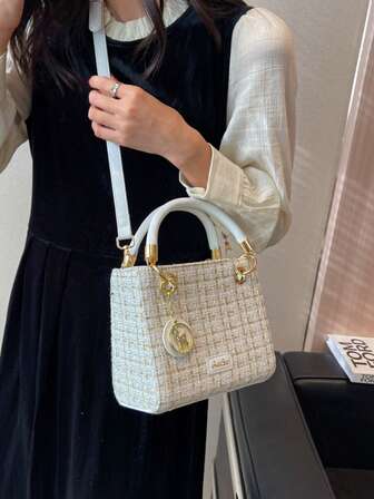 Women Handbag, Luxury Shoulder Bag, White Crossbody Bag, Large Capacity