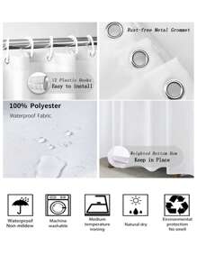 1pc Waterproof Printed Shower Curtain For Bathroom Decoration - Multicolor - View 2