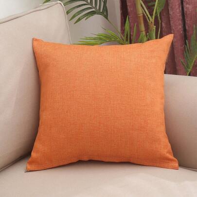 1pc Solid Cushion Cover Without Filler, Simple Linen Pillow Cover For Home Decor