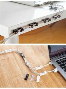 20pcs Plastic Data Line Organizer, Cable Tie For Home - Clear - View 3