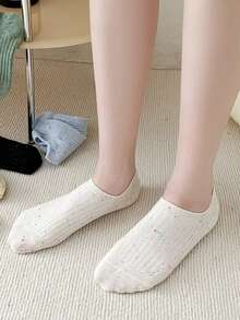 1雙女士雜色針織休閒船襪適用於日常