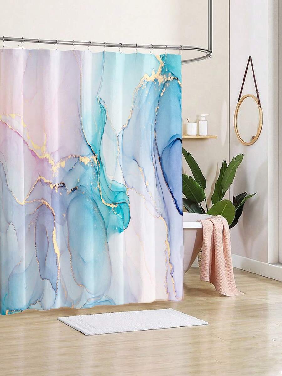 1pc Waterproof Printed Shower Curtain For Bathroom Decoration - Multicolor - View 1