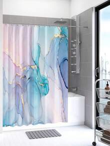 1pc Waterproof Printed Shower Curtain For Bathroom Decoration - Multicolor - View 5
