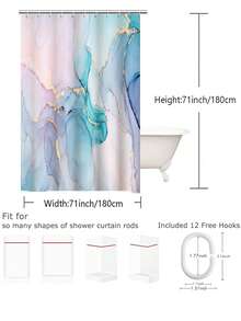 1pc Waterproof Printed Shower Curtain For Bathroom Decoration - Multicolor - View 7