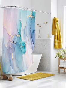 1pc Waterproof Printed Shower Curtain For Bathroom Decoration - Multicolor - View 8