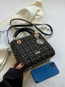 女士手提包，时尚黑色斜挎包，容量大，时尚女士包包优雅