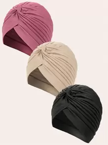Awegeo 1/2/3/6pcs Women's Solid-Color Multi-Functional Headwear Set - Adjustable Turban-Style Bonnet With Breathable Lining For Hair Protection & All-Day Comfort, Premium Jersey Knit Stretch Fabric For Secure Fit