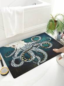 1 tấm thảm tắm in hình bạch tuộc, thảm tắm chống trượt hiện đại cho phòng tắm - màu xanh lá - Xem 4