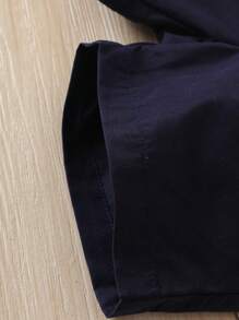 SHEIN 男孩帆船印花撞色口袋polo衫+短褲