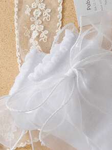 1 Đôi Tất Nữ Trang Trí Nơ Diềm Viền Dễ Thương Tất Cho Cuộc Sống Hàng Ngày - trắng - Xem 3