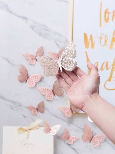 12 قطعة ملصقات فراشات ثلاثية الأبعاد مزدوجة الطبقة فارغة، ملصقات فراشات ورقية زخرفية لديكور المنزل، ملصقات، ديكور الحائط، ديكور فينيل للديكورات المنزلية، عناصر ديكور الربيع لتنشيط منزلك، ملصقات ديكور الاحتفالات هدايا عيد الميلاد والتخرج