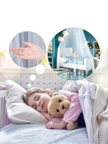 1pc Minimalist White Mosquito Net, Polyester Durable Bed Canopy For Bedroom - White - View 3