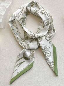 1入組女性花卉圖案時尚圍巾日常裝飾 - 彩色 - 查看 6