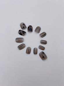 Nâng tầm phong cách của bạn với Bộ 24 móng tay giả họa tiết hình trái tim vuông ngắn - Nhiều màu - Xem 3