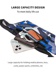 1 Miếng Thời gian rảnh rỗi Thể thao In Túi đeo lưng Với Dây đeo vai - Màu xanh lam - Xem 5