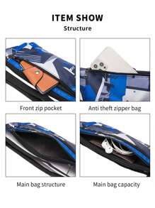 1 Miếng Thời gian rảnh rỗi Thể thao In Túi đeo lưng Với Dây đeo vai - Màu xanh lam - Xem 6