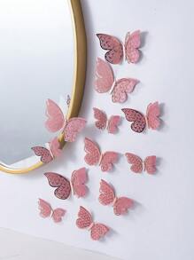 12 miếng dán bướm 3D vàng hồng hai lớp rỗng, miếng dán bướm trang trí bằng giấy để trang trí nhà cửa, nhãn dán, decal dán tường, decal vinyl để trang trí nhà cửa, vật dụng trang trí mùa xuân làm mới ngôi nhà của bạn, nhãn dán trang trí Rama - Hoa hồng vàng - Xem 3