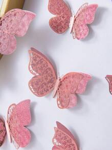 12 miếng dán bướm 3D vàng hồng hai lớp rỗng, miếng dán bướm trang trí bằng giấy để trang trí nhà cửa, nhãn dán, decal dán tường, decal vinyl để trang trí nhà cửa, vật dụng trang trí mùa xuân làm mới ngôi nhà của bạn, nhãn dán trang trí Rama - Hoa hồng vàng - Xem 6