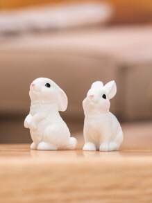 1 对可爱兔子形状装饰工艺品，现代树脂家居装饰品，适合家居装饰的最佳礼物 - 彩色 - 查看 4