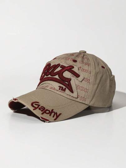 قبعة بيسبول عصرية وممزقة ومتفاوتة الأطراف ومطرزة بالحروف الأنيقة للجنسين للاستخدام الخارجي والسفر والشوارع