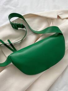 Fashion Solid Color Simple Shell-shaped Crossbody Bag And Waist Bag - Green - View 2