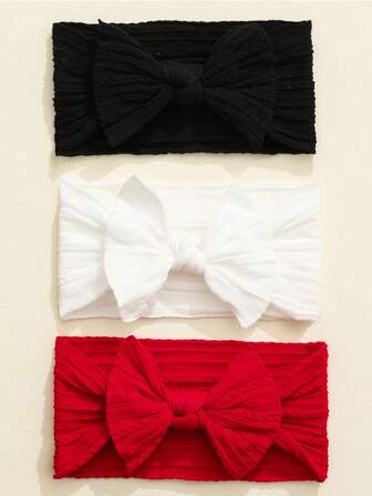 Set de 3 diademas con decoración de moño para bebé, ideal para San Valentín